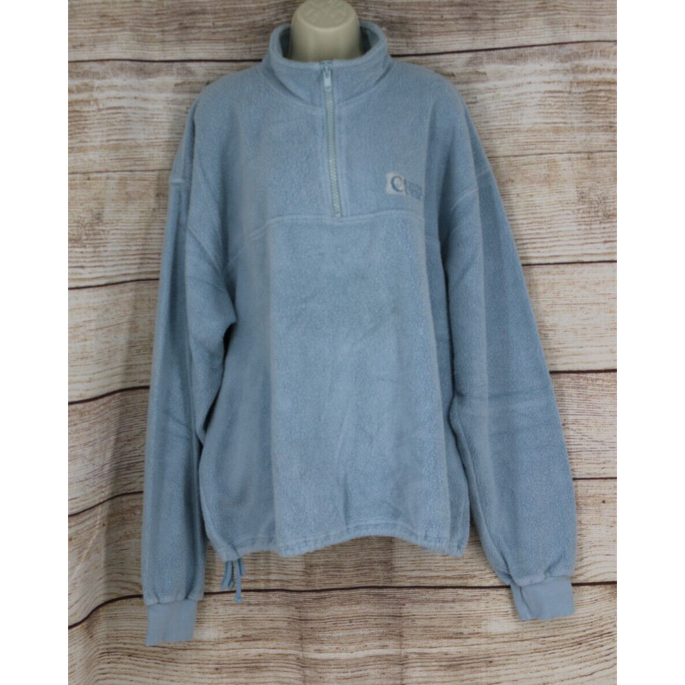VINTAGE Time Square Sportswear Womens Size Large Quarter Zip Fleece Sweater Blue